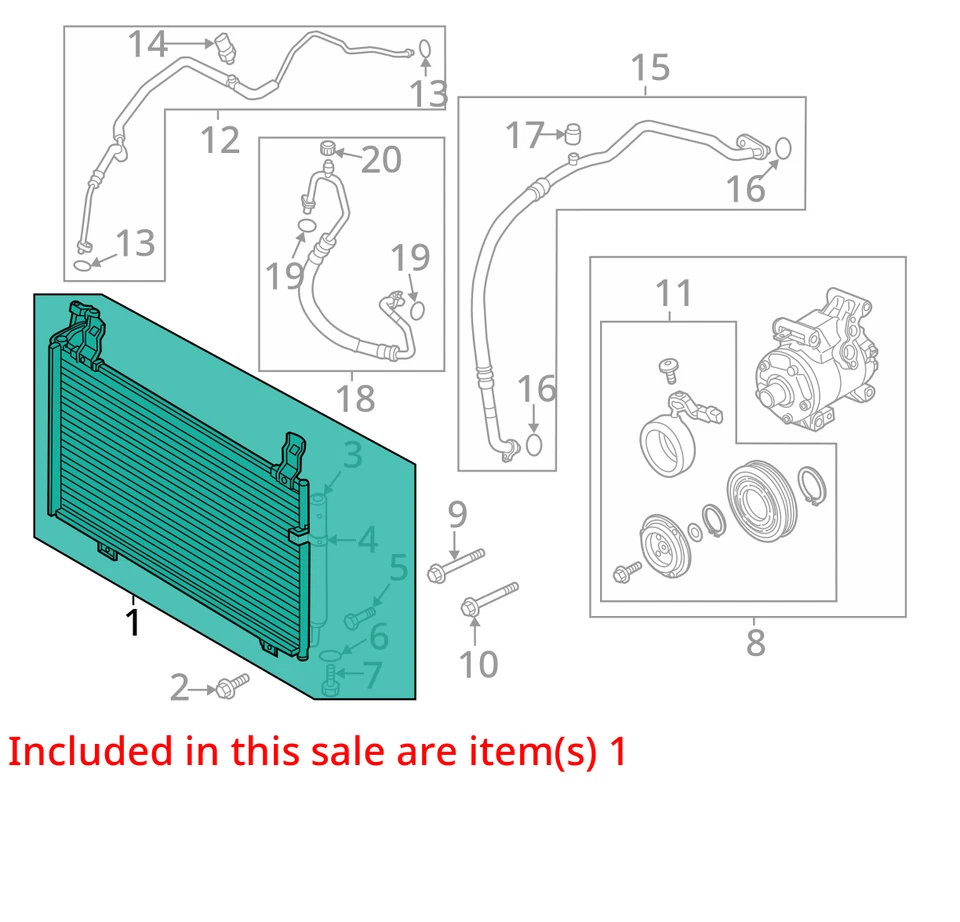 Condensador de CA compatible con 13-19 MAZDA CX-5 1239353 Foto 3 de 4