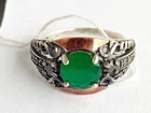 Vintage Beautiful Ring Green stone Sterling Silver 925 Gold 375 Jewelry size 9