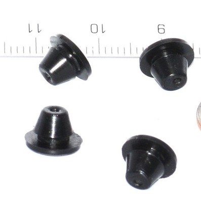 1/4'' Hole Ridged Push-In Silicone Rubber Panel Bumpers 1/2'' OD 1/16'' Panels