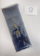 Kaku Obi Belt Mens Kimono Pure Silk 100 Yonezawa Ori Navy Blue Geometric Japan