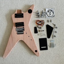 DIY Dean Electric Guitar Unfinished Kit Genuine Rosewood FB BK Part Bolt On