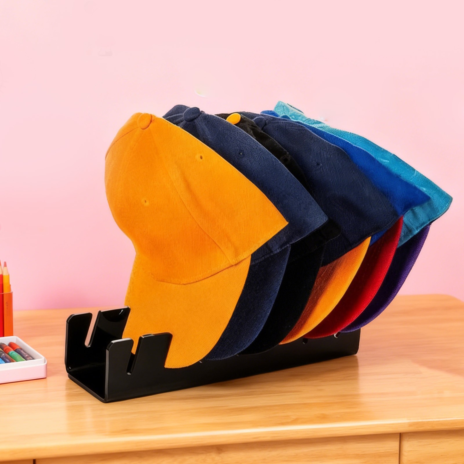 ­2Pcs Baseball Caps Organizer Plastic Hat Display Storage Stand Rack Holder