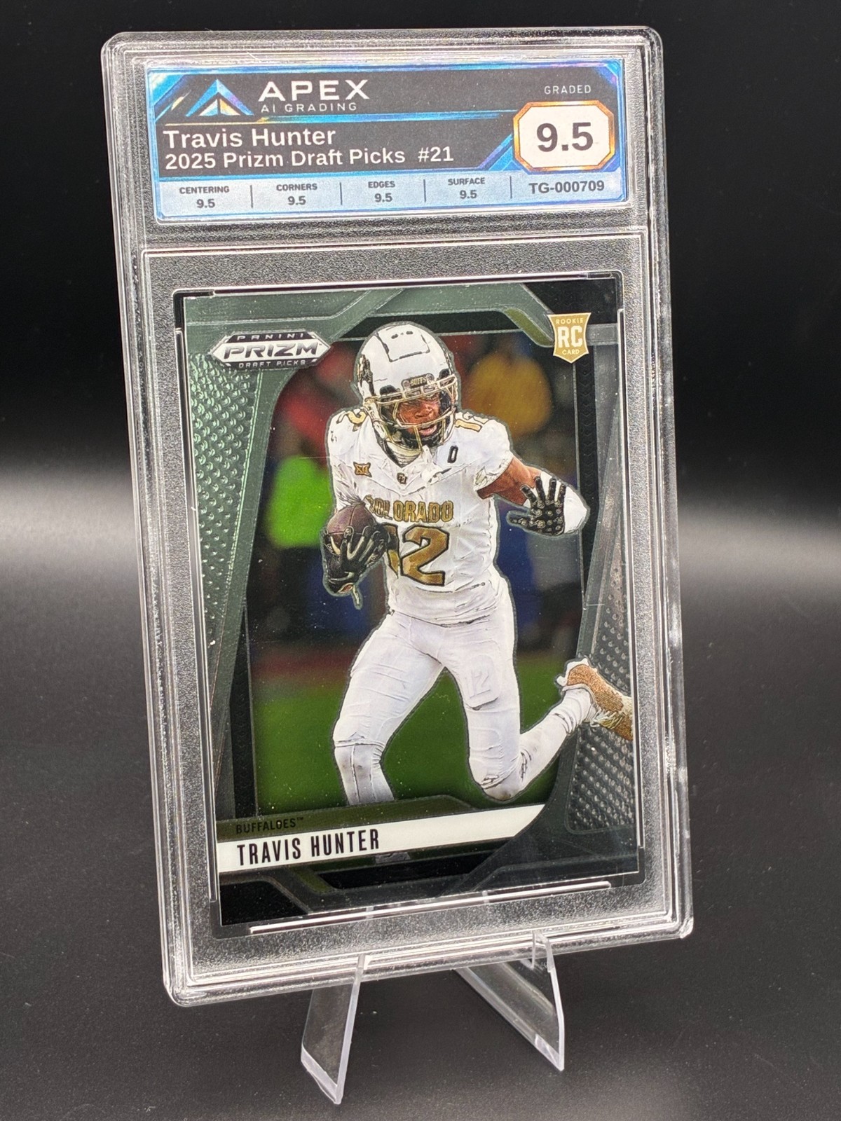 2025 Prizm Draft Picks #21 Travis Hunter Buffaloes APEX AI Graded 9.5