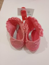 Handmade Crochet Acrylic Pink Booties With Crochet Laces For Baby And Dolls