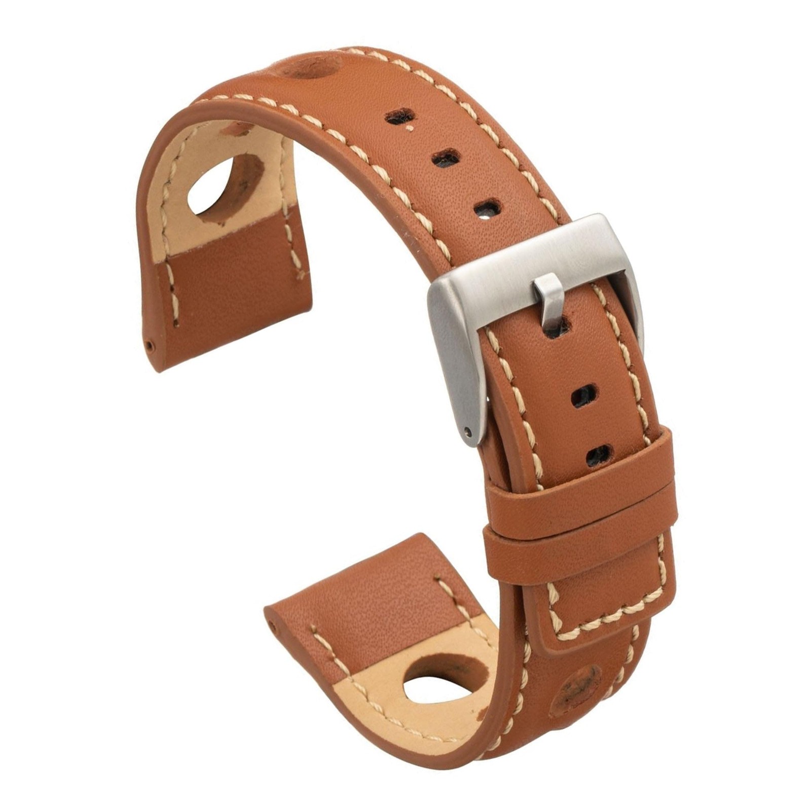 Bracelet en cuir de veau perforé style rallye racing montre