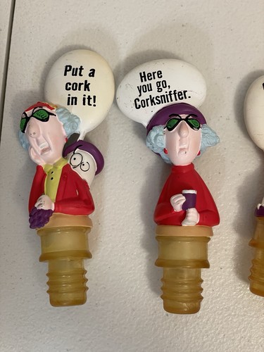 Vintage Set of 3 Hallmark MAXINE Wine Cork Stopper Put A CORK IN IT Corksniffer - Picture 2 of 7
