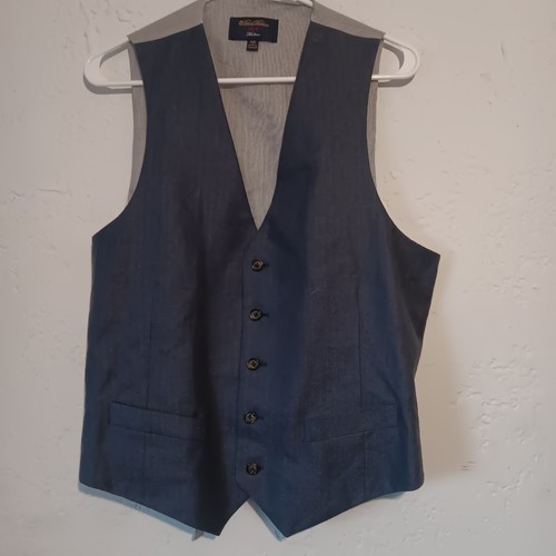 Brooks Brothers Madison Waistcoat Vest Baird Mcnutt Irish Linen 40R Blue