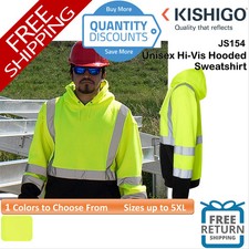    Kishigo Unisex Hi-Vis Hooded Sweatshirt Safety Reflective Up To 5XL JS154
