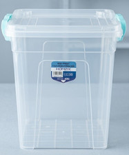 2x Homax 7.5L Clear Plastic Storage Box with Lid & Teal Handles FE4257 For Home