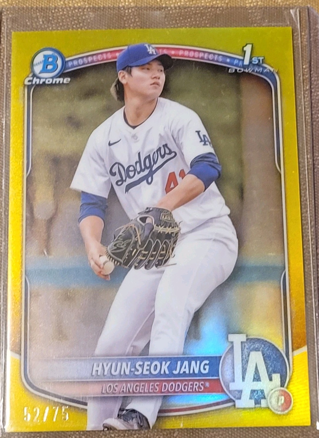 HYUN - SEOK JANG Dodgers 2025 1st Bowman Chrome Yellow Refractor 52/75 - #BCP-51