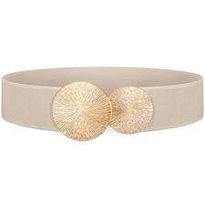 Women Wide Elastic Waist Belts for Suitable for waist size 35"-40" C-beige