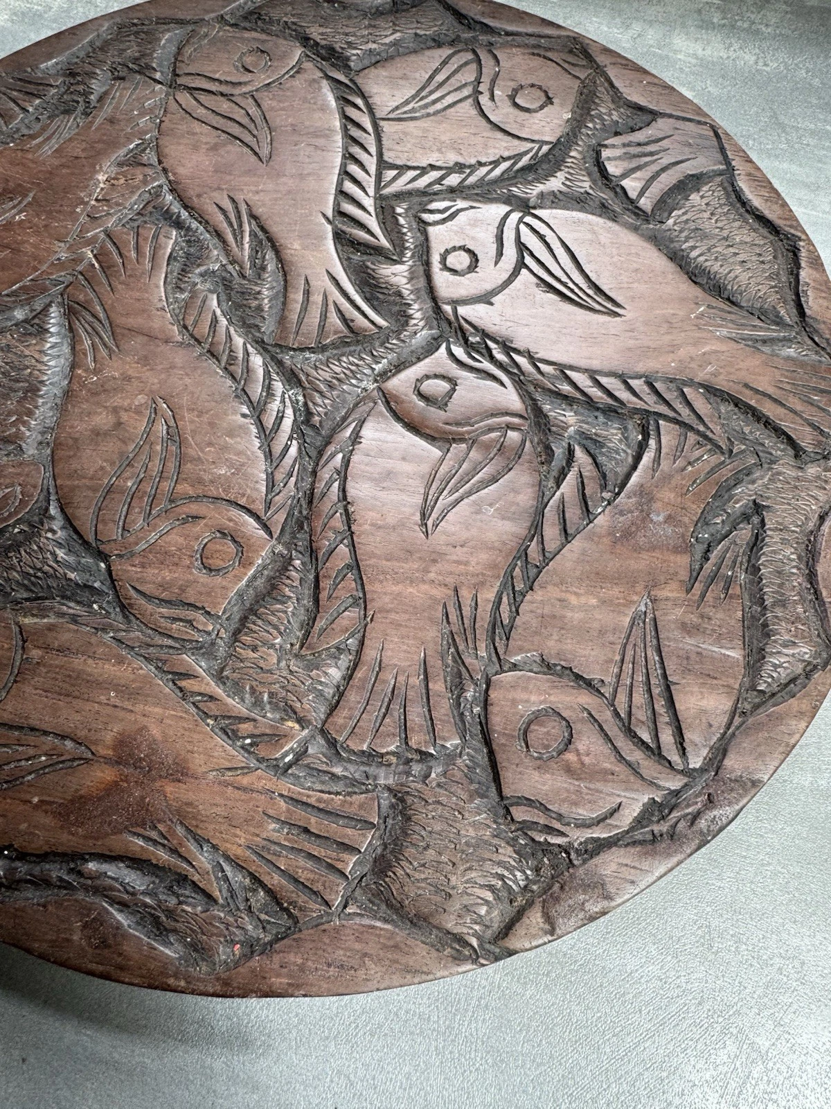African Hand Carved Wooden Decorative Plate/Platter Double Sided Safari Animals 12