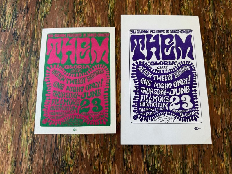 BG 12  THEM  1966 FILLMORE WES WILSON HANDBILL + POSTCARD 5 1/2" x 8 1/2"