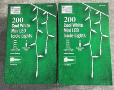 HOME ACCENT HOLIDAY 200 Cool White Mini LED Icicle Lights, Set of 2
