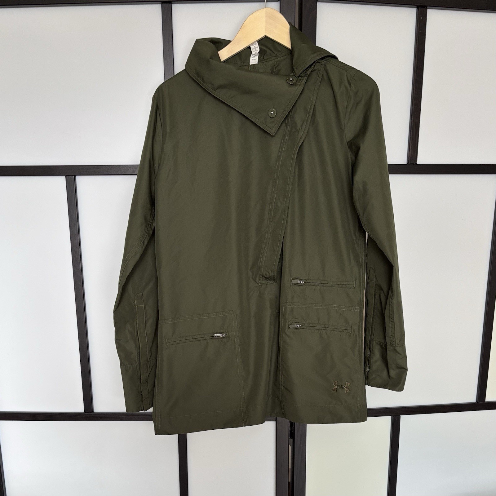 Under Armour Windbreaker Snap Button ColdGear Gre… - image 2