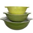 PYREX Verde Cinderella Mixing Bowls # 444 | 443 | 442 Nesting Set of 3 Green **