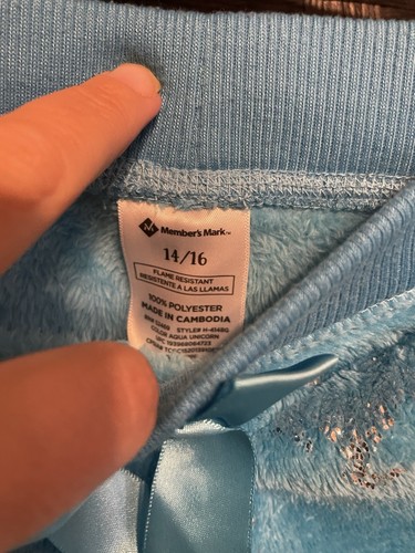 Girls Pajama Pants Blue w/ Silver Unicorn Straight Fleece Youth Size Large 14/16 - Picture 6 of 9