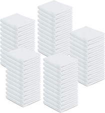 100 Cotton Terry Towels Cleaning Cloths Pack of 50 12X12 Inches White Cotton