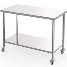 Stainless Steel Work Prep Table ,2 Tier Commercial Heavy Duty Worktables Kitchen