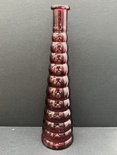 Red Vintage Decorative Flower Glass Bottles  15” Tall x 4“ Wide