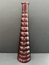 Red Vintage Decorative Flower Glass Bottles  15” Tall x 4“ Wide