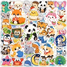 Stickers for Kids, Waterproof Cute Mixed Animal Food Vinyl Scrapbook Stickers...