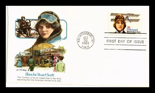DR JIM STAMPS US BLANCHE STUART SCOTT PIONEER PILOT AIR MAIL FDC FLEETWOOD COVER