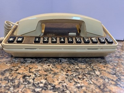GTE Linear Desk Telephone Touch Call Push button Retro Tan/Beige