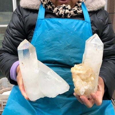 2piece Natural Clear Quartz Crystal Cluster Raw Stone Healing Decor 1.51+1.3kg