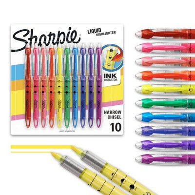 Sharpie Liquid Highlighters 10-Count Chisel Tip Assorted Colors for School & ...