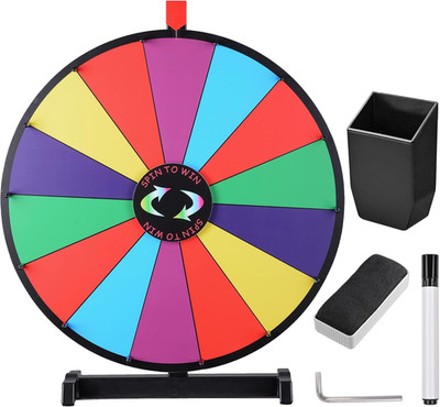 24'' Heavy Duty Spinning Prize Wheel Large 14 Slots Tabletop Color Roulette Wheel