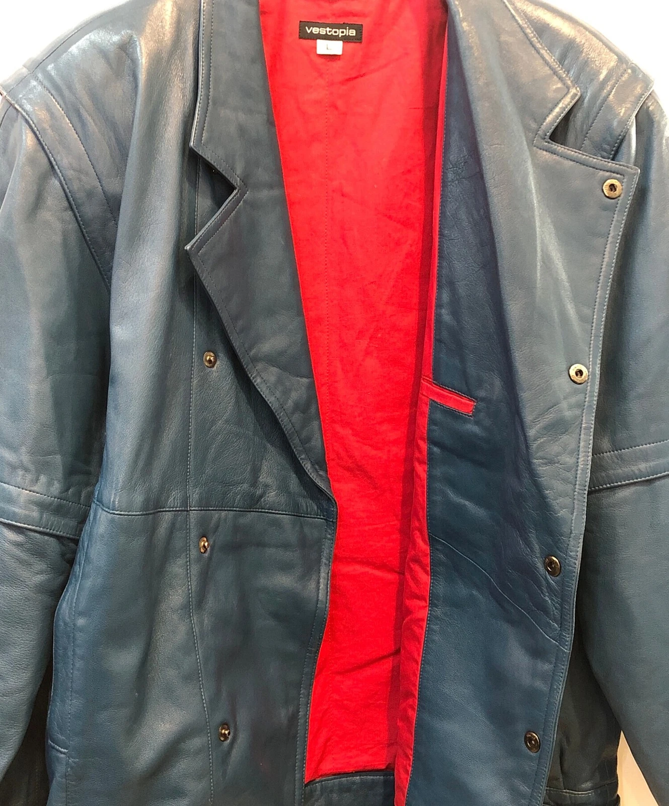 Vestopia Sheepskin Leather Jacket Men's Size L Sky Blue image 3