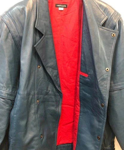 Vestopia Sheepskin Leather Jacket Men's Size L Sky Blue image 3