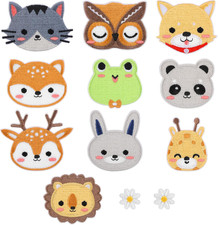 Cute Animal Iron on Patches, 12PCS Cartoon Embroidered Patches Sew on Patches Se