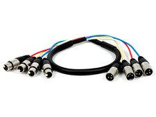 Monoprice3ft - 4-Channel XLR Male to XLR Female Snake Cable Cord -Black/Silver