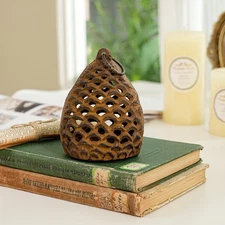 Sungmor Cast Iron Candle Lantern Hanging Pinecone Tealight Holder Tabletop Decor