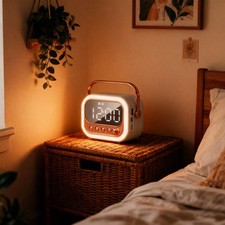 Night Light LED Alarm Clock Bluetooth Wireless Speaker Mic FM Radios USB MP3 US