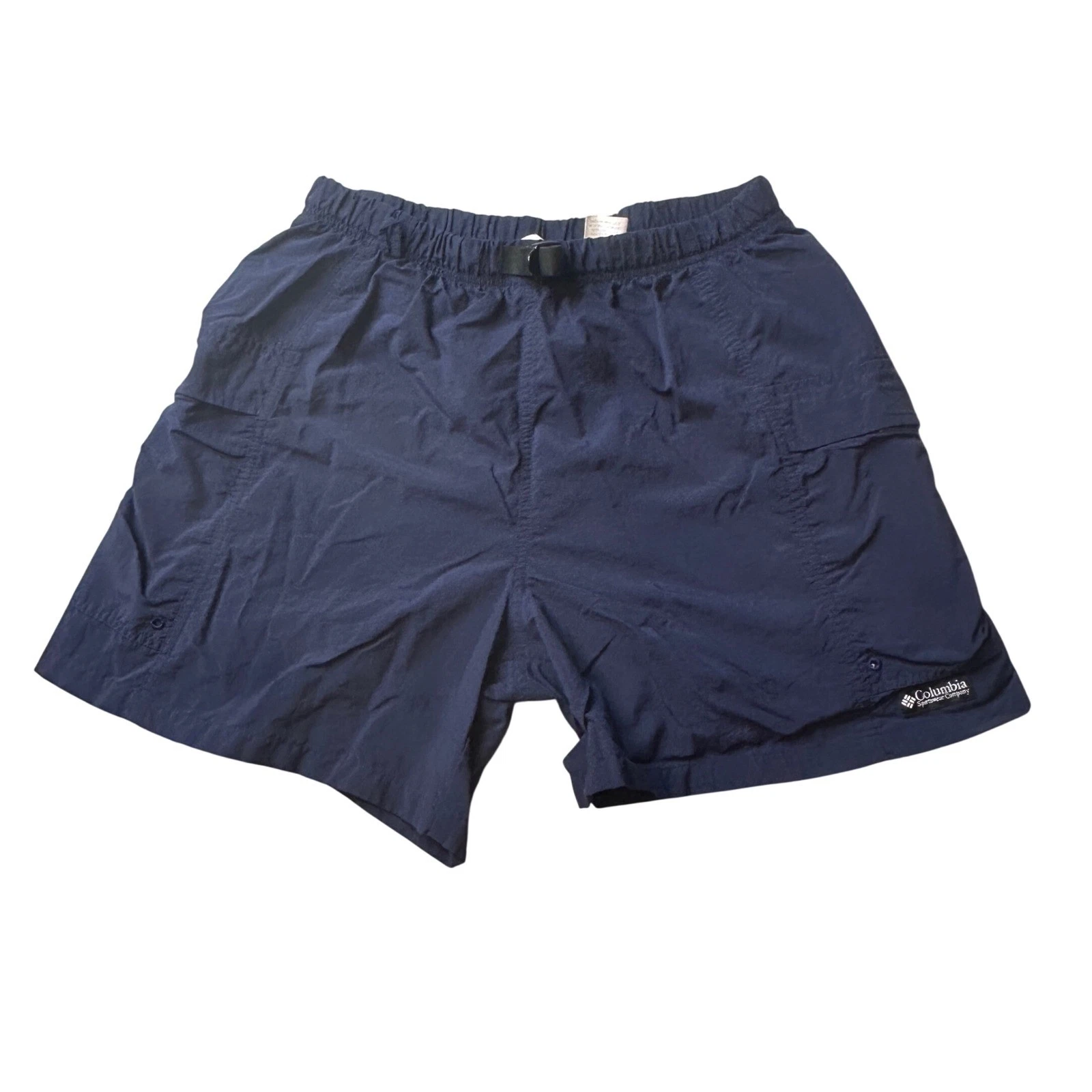 Columbia Shorts Mens M Navy Blue Nylon Cargo Hiking Belted PFG Style