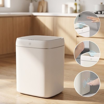 3Gallon Kitchen Trash Can Bathroom Can Automatic Garbage Can with Lid Touch Free