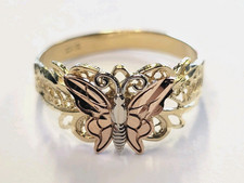 Real 14k Yellow Gold Multi-color Butterfly Ring Band Teen Gift Ladies Woman