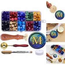 Retro Initial M Wax Seal Stamp Kit 200pcs Beads for Wedding Invitations Letters