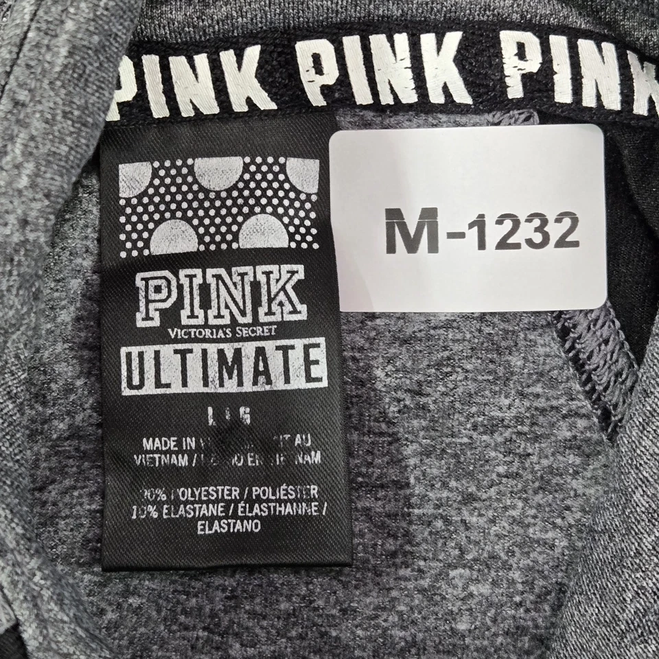 Sudadera ROSA Victoria's Secret Mujer L Gris Bloque de Color Ultimate 1/2 Cremallera Logo Foto 2 de 4