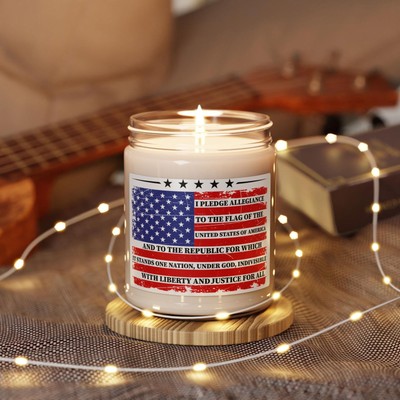 Soy Candle Patriotic USA Flag The Pledge of Allegiance Patriotic Flag Candle