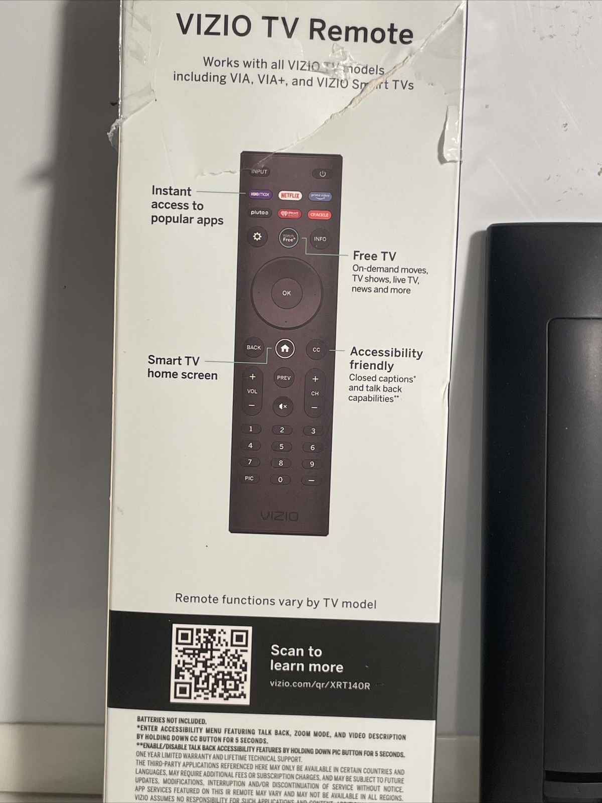 VIZIO SmartCast TV Remote – XRT140 Works All Vizio Including VIA