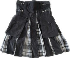 Kommando Scottish Highland Utility Black Gray White Kilt Size 32