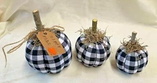 Pumpkins/Fall/Bowl Fillers/Set of 3/Farmhouse/Black-White Buffalo Plaid