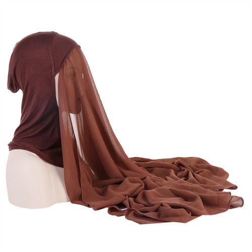 Instant Chiffon Hijab With Inner Cap Muslim Women Shawl Scarf Turban Head Wrap - Picture 34 of 47