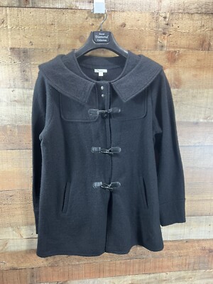 Caslon Black 100% Merino Wool Long Duffle Jacket Toggle Button Ladies 1X NEW