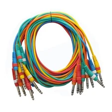 10 Pack of 5 Foot Multi Color 1/4 Inch TRS Patch Cables PA/DJ Jumper Cords