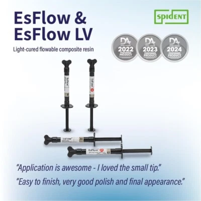 EsFlow|, 2 x 2gm Dental Flowable Light Cure Composite Shade B1, SPIDENT